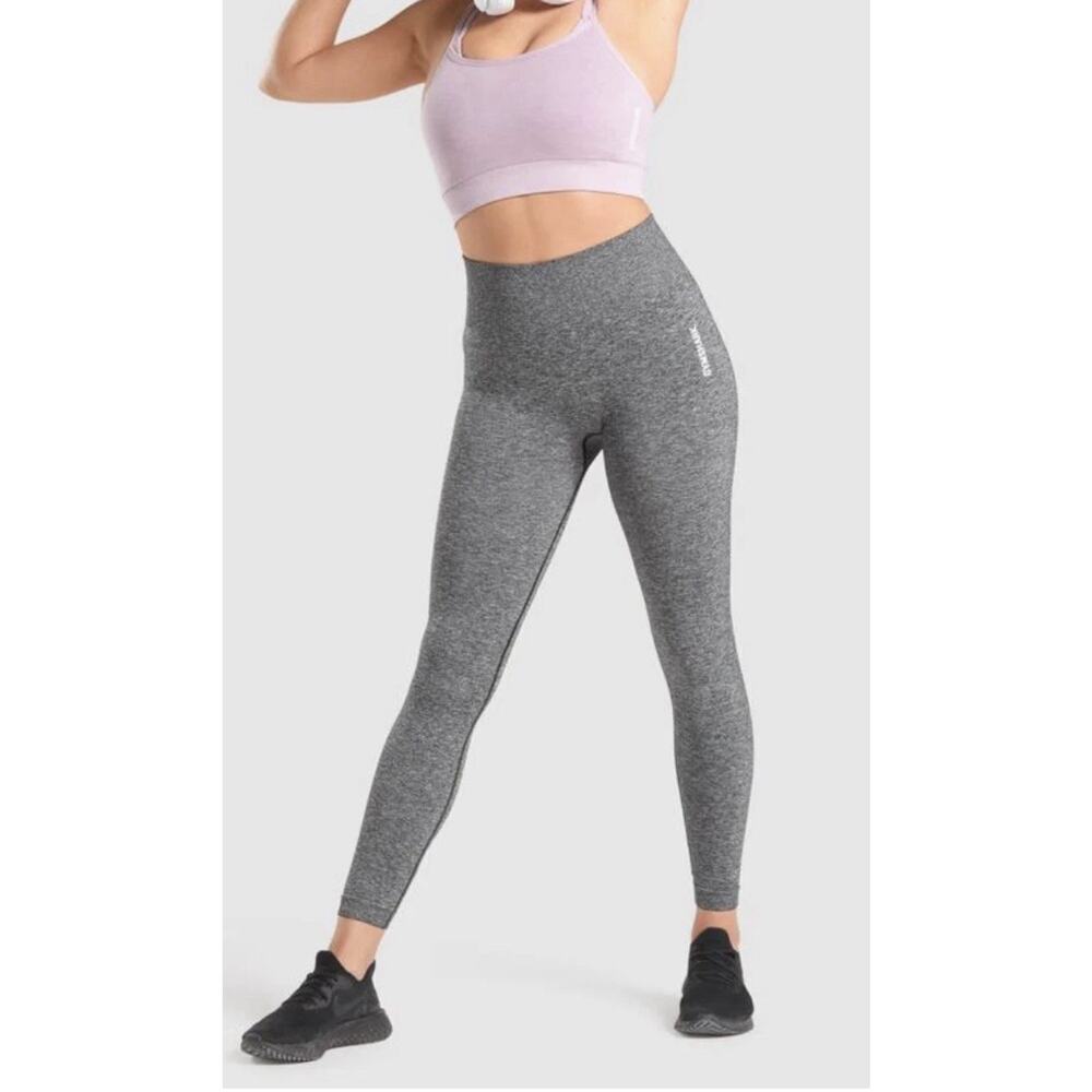 Gymshark Black Gray Marl ADAPT Seamless Leggings Pants Size S